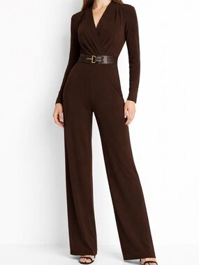 Lauren Ralph‎ Lauren - Belted Surplice Jersey Jumpsuit